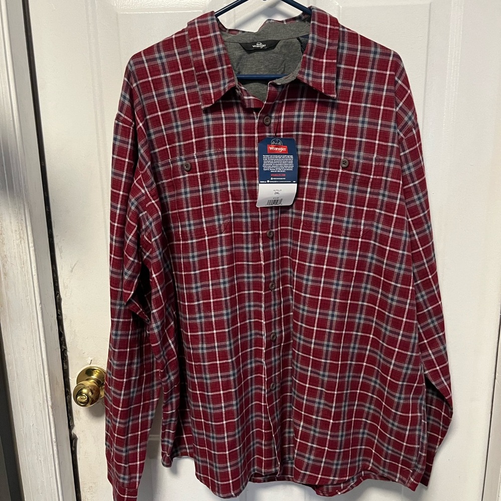Red Plaid Button-Up Shirt